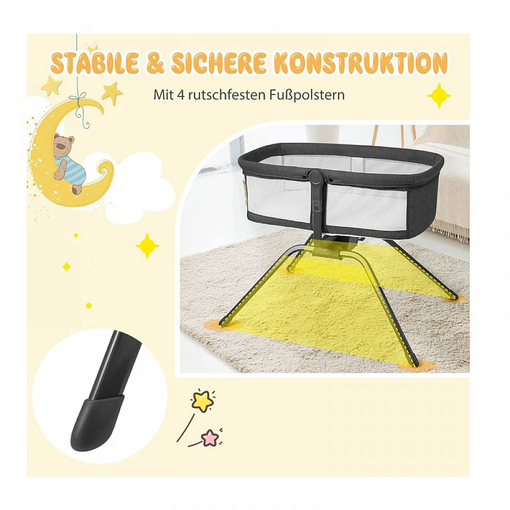 Πτυσσόμενο Λίκνο Μωρού με Στρώμα 90 x 48 x 75 cm Costway BC10120GR