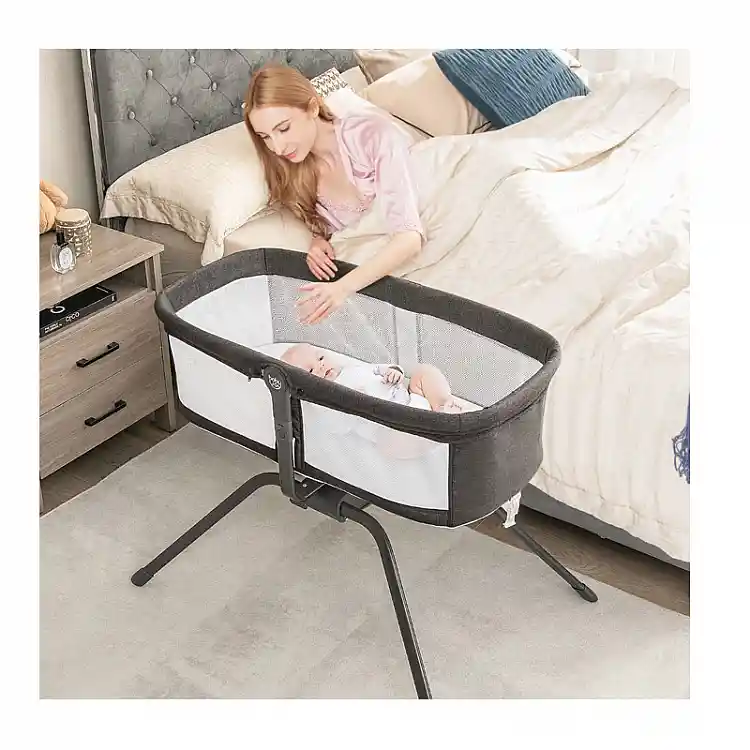 Πτυσσόμενο Λίκνο Μωρού με Στρώμα 90 x 48 x 75 cm Costway BC10120GR