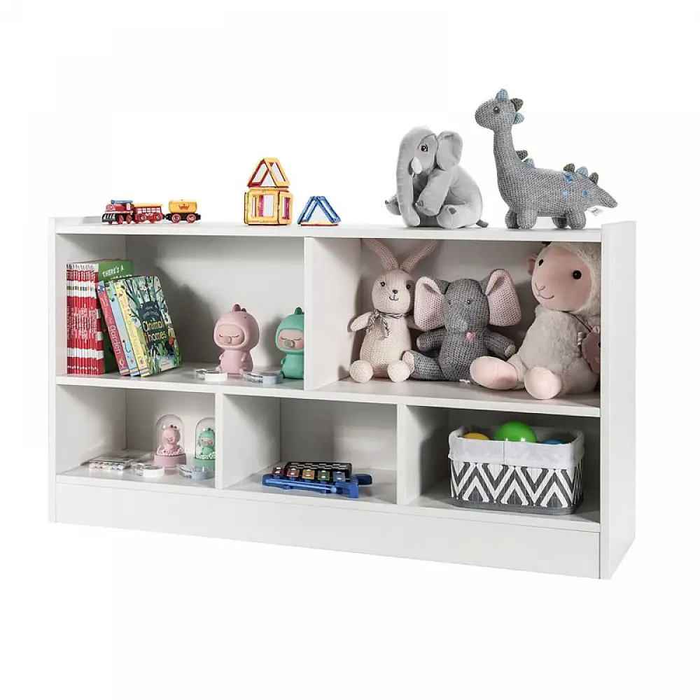 Ξύλινη Παιδική Βιβλιοθήκη με 5 Ράφια 111 x 30 x 61.5 cm Costway CB10297WH