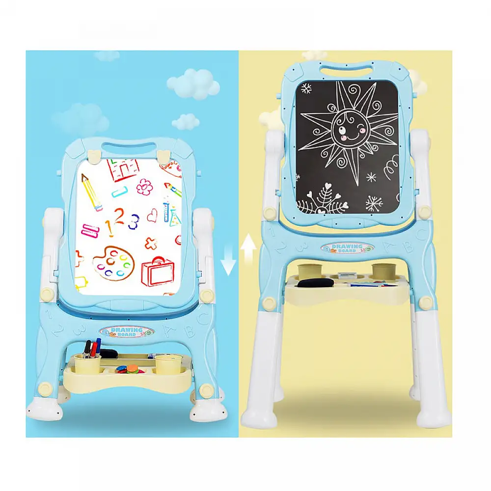 Παιδικός Μαγνητικός Μαυροπίνακας / Πίνακας 2 σε 1 Διπλής Όψης Χρώματος Μπλε Costway TY579377BL