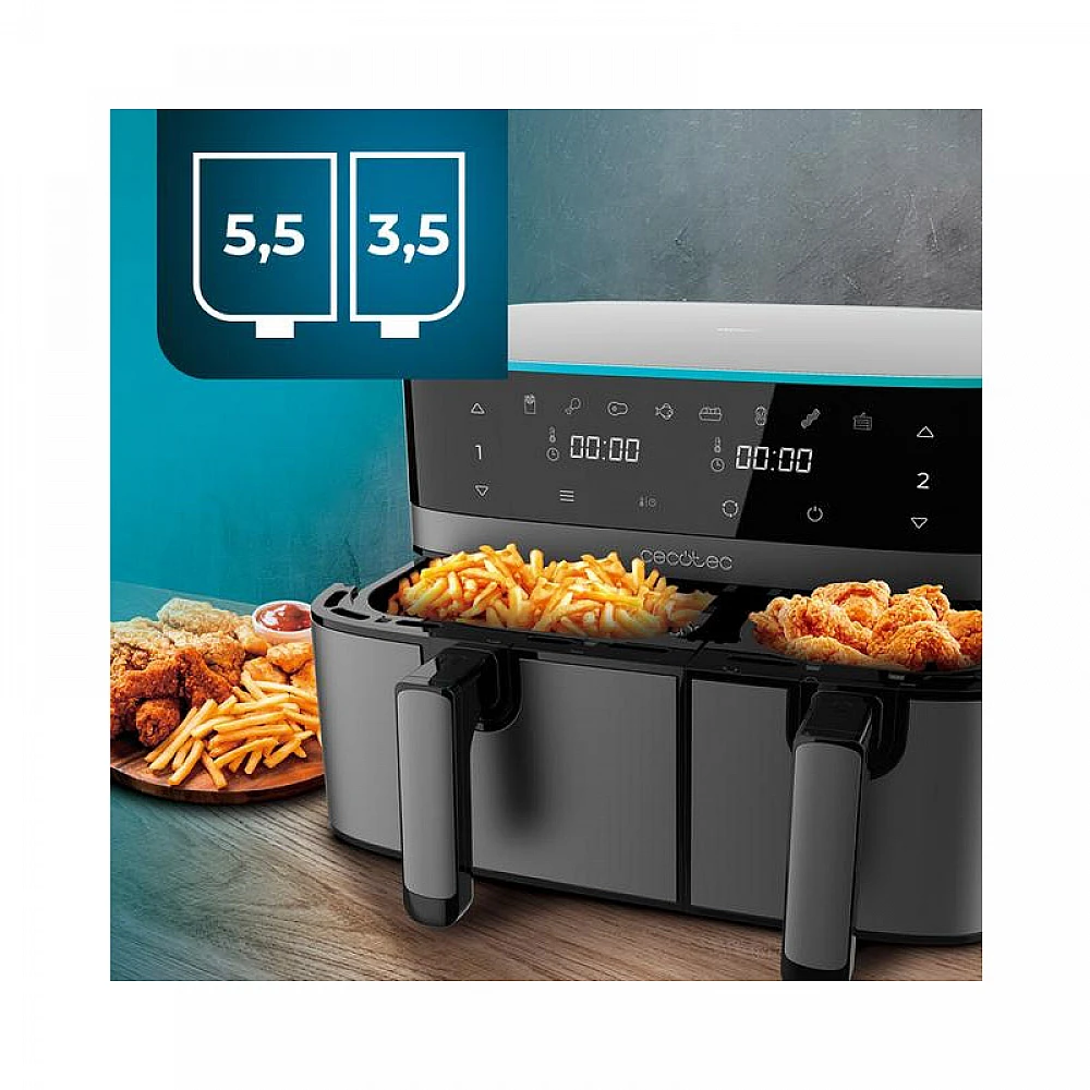 Διπλή Ψηφιακή Φριτέζα Αέρος 9 Lt 2700 W Cecofry DuoSize 9000 Cecotec CEC-04954 Διπλή Ψηφιακή Φριτέζα Αέρος 9 Lt 2700 W Cecofry DuoSize 9000 Cecotec CEC-04954