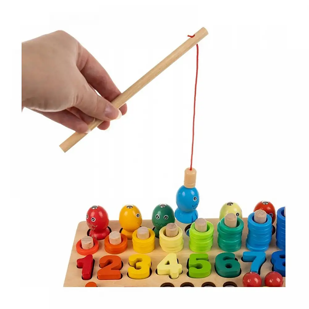 Ξύλινο Εκπαιδευτικό Παιχνίδι με Χρωματιστές Σφαίρες Αριθμητικά Σύμβολα και Κρίκους 30 x 30 x 7.5 cm Kruzzel 17252