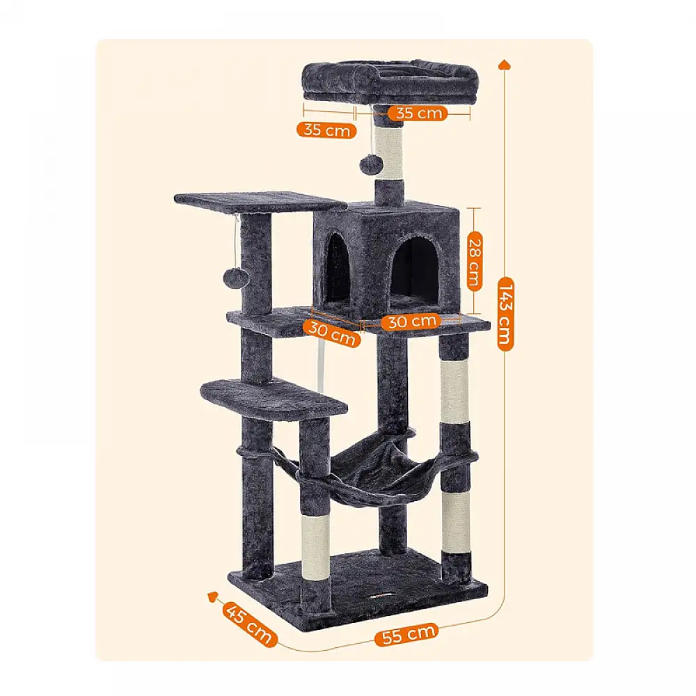 Δέντρο Γάτας - Ονυχοδρόμιο 55 x 45 x 143 cm Χρώματος Σκούρο Γκρι PCT161G01 Feandrea