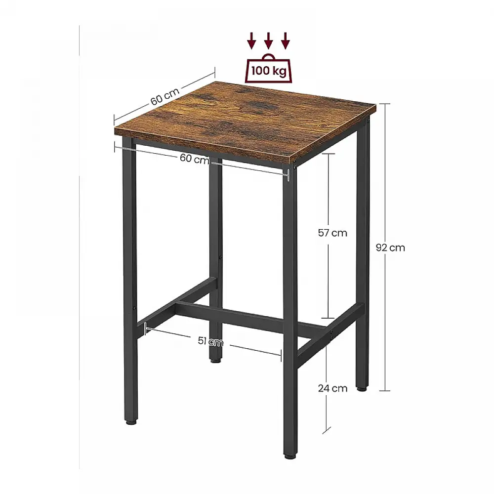 Μεταλλικό Τετράγωνο Τραπέζι - Bar 60 x 60 x 92 cm VASAGLE LBT25X