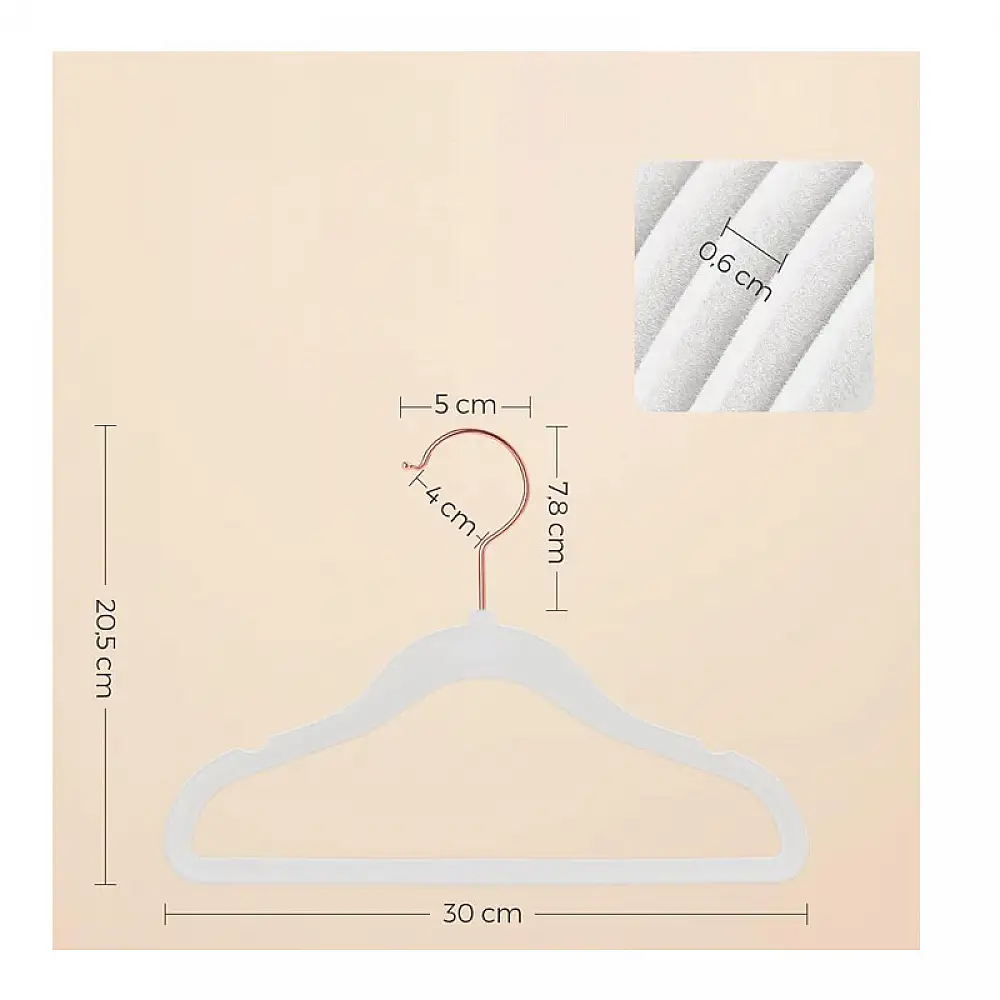 Σετ Παιδικές Βελούδινες Κρεμάστρες Ρούχων 50 τμχ Χρώματος Λευκό Songmics CRF027W01