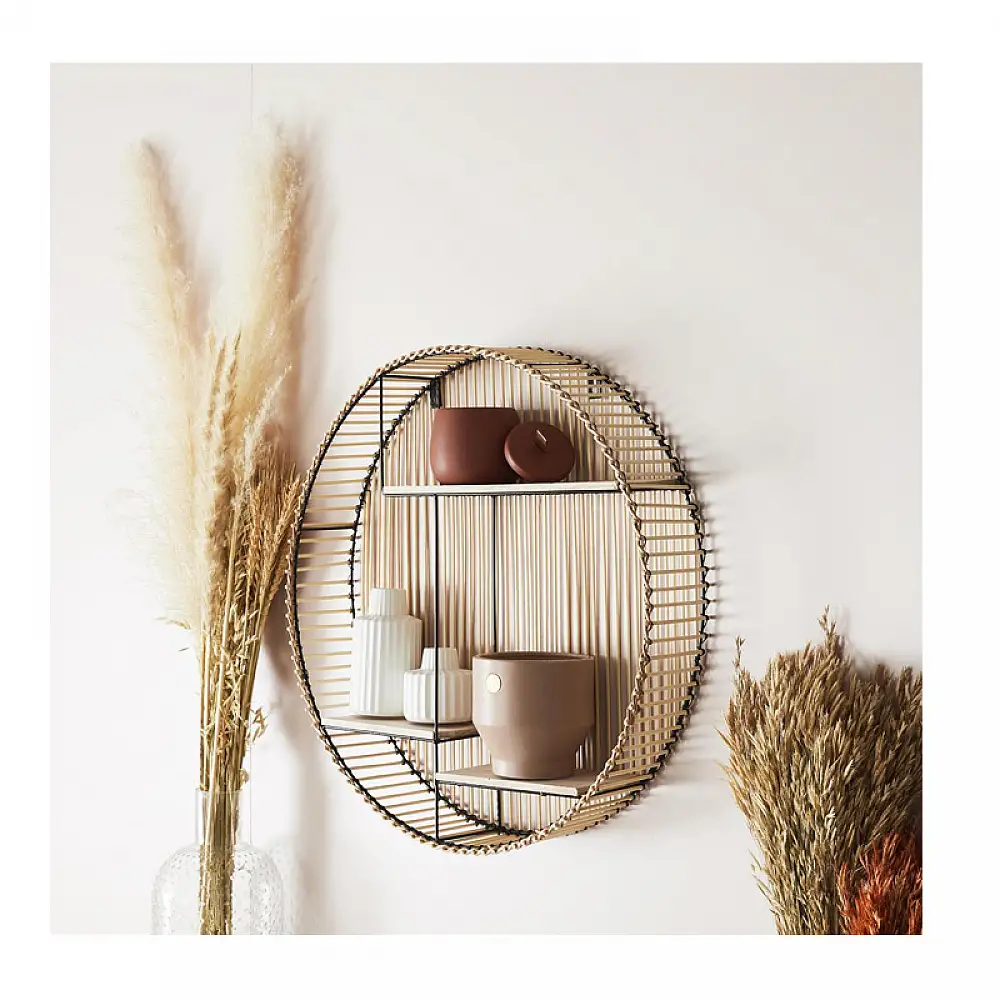 Επιτοίχια Μεταλλική Στρογγυλή Ραφιέρα με 3 Ράφια 53 x 12 cm Home Deco Factory HD5187