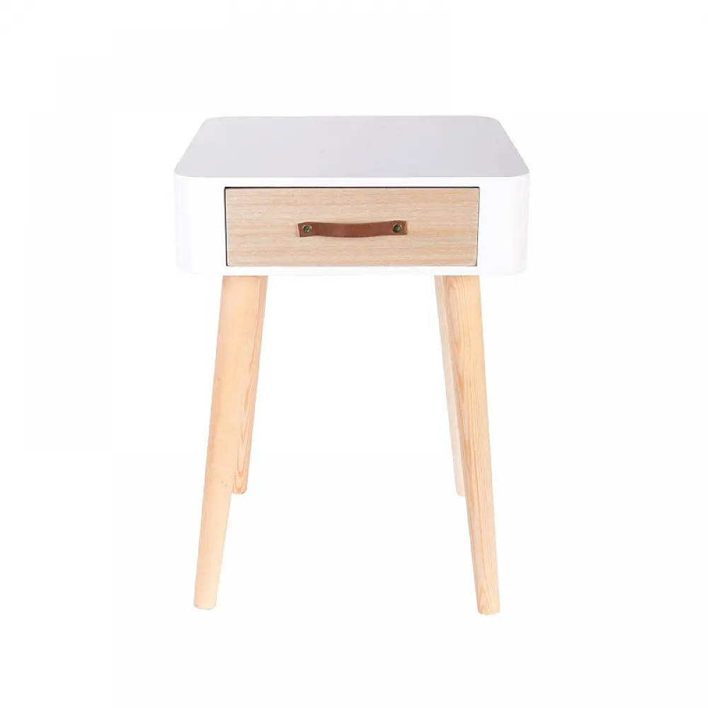Ξύλινο Κομοδίνο με 1 Συρτάρι 35 x 35 x 48 cm Χρώματος Λευκό Home Deco Factory HD3739