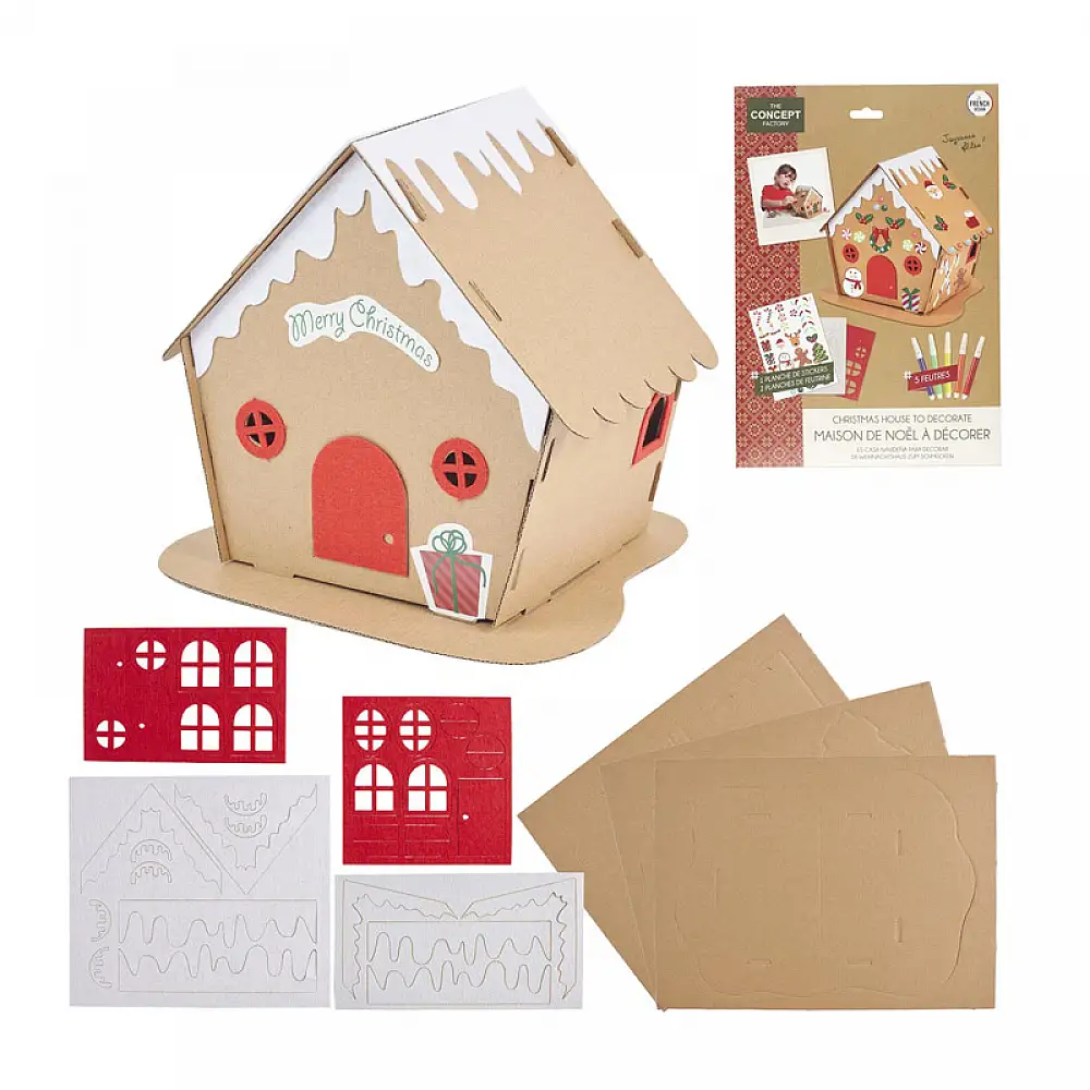 Χάρτινο Διακοσμητικό Χριστουγεννιάτικο Σπιτάκι 29.5 x 29.5 x 0.5 cm The Concept Factory EC0005