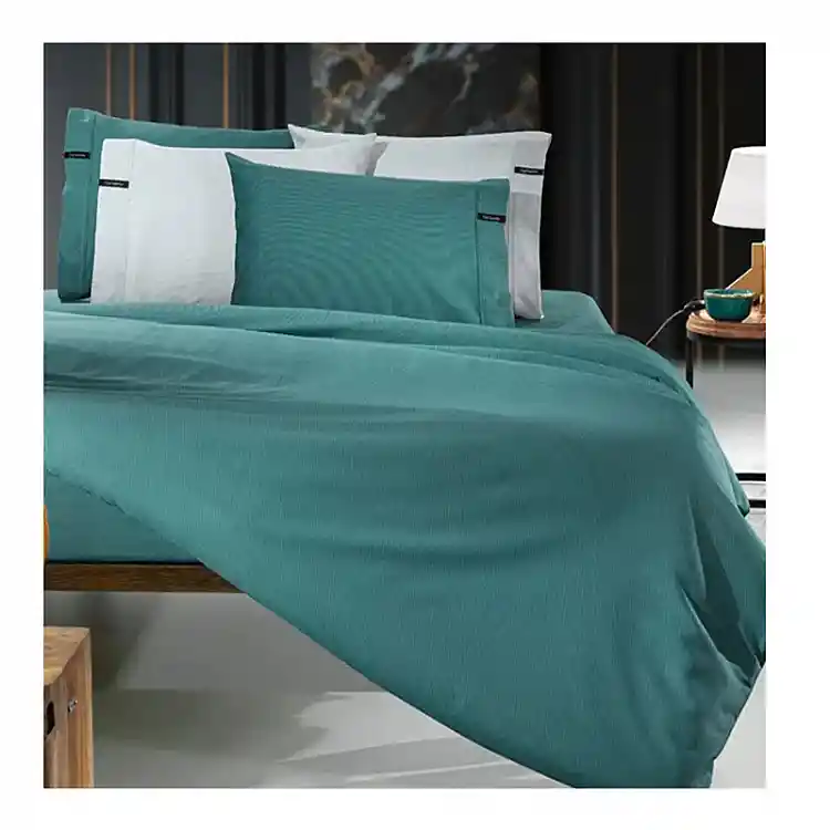 Υπέρδιπλο Σεντόνι με Λάστιχο 160 x 200+35 cm 100% Βαμβακοσατέν Minimal Petrol Guy Laroche 1110092223087