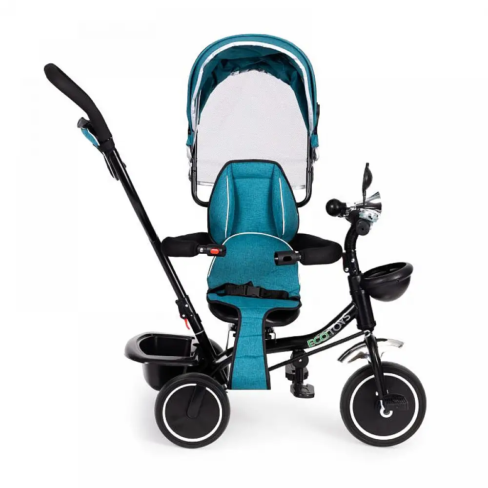 Τρίκυκλο Παιδικό Ποδήλατο - Καρότσι με Περιστρεφόμενο Κάθισμα Χρώματος Πράσινο Ecotoys JM-066-9Green/Blue