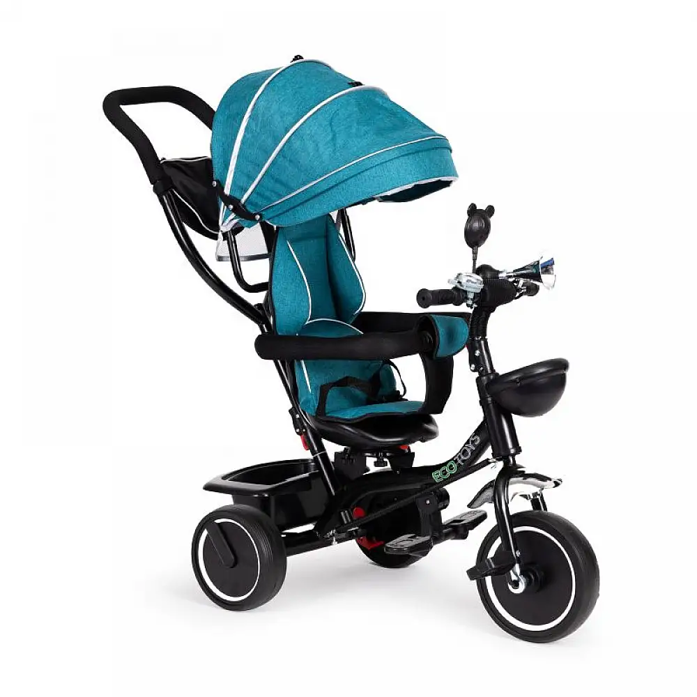 Τρίκυκλο Παιδικό Ποδήλατο - Καρότσι με Περιστρεφόμενο Κάθισμα Χρώματος Πράσινο Ecotoys JM-066-9Green/Blue