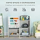 ZONEKIZ Παιδικό Παιχνίδι Ράφι με Ξύλινα Ράφια, 85x26x84cm, Γκρι 311-060V80GY