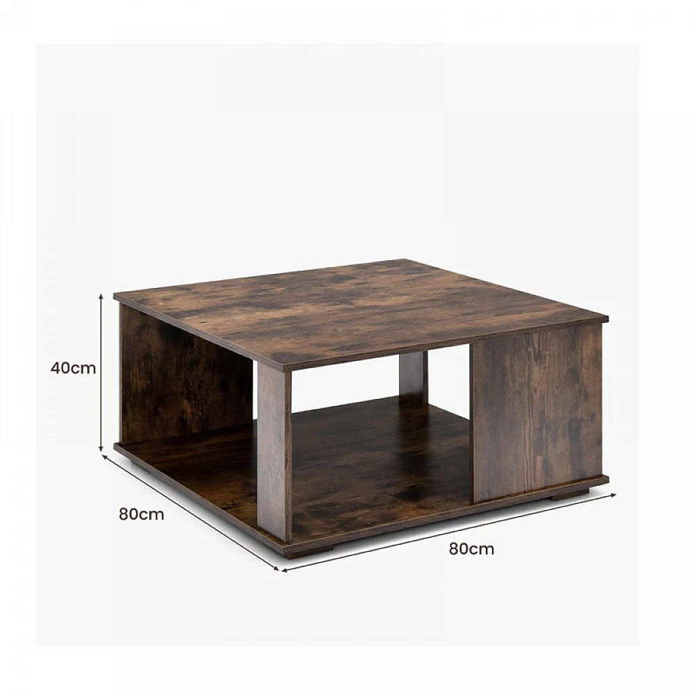Ξύλινο Τετράγωνο Τραπέζι Σαλονιού 80 x 80 x 40 cm Costway JV10692CF