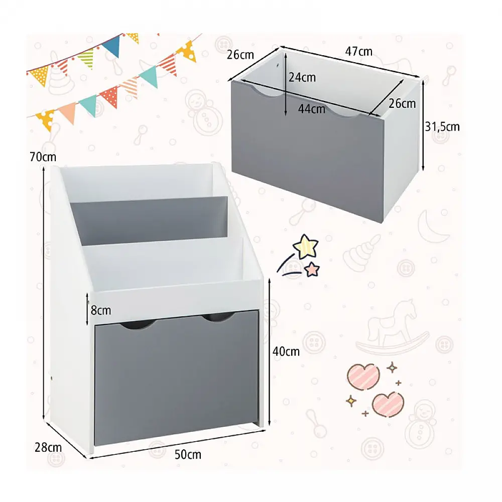 Παιδική Ξύλινη Βιβλιοθήκη 50 x 28 x 70 cm Costway TP10096GR
