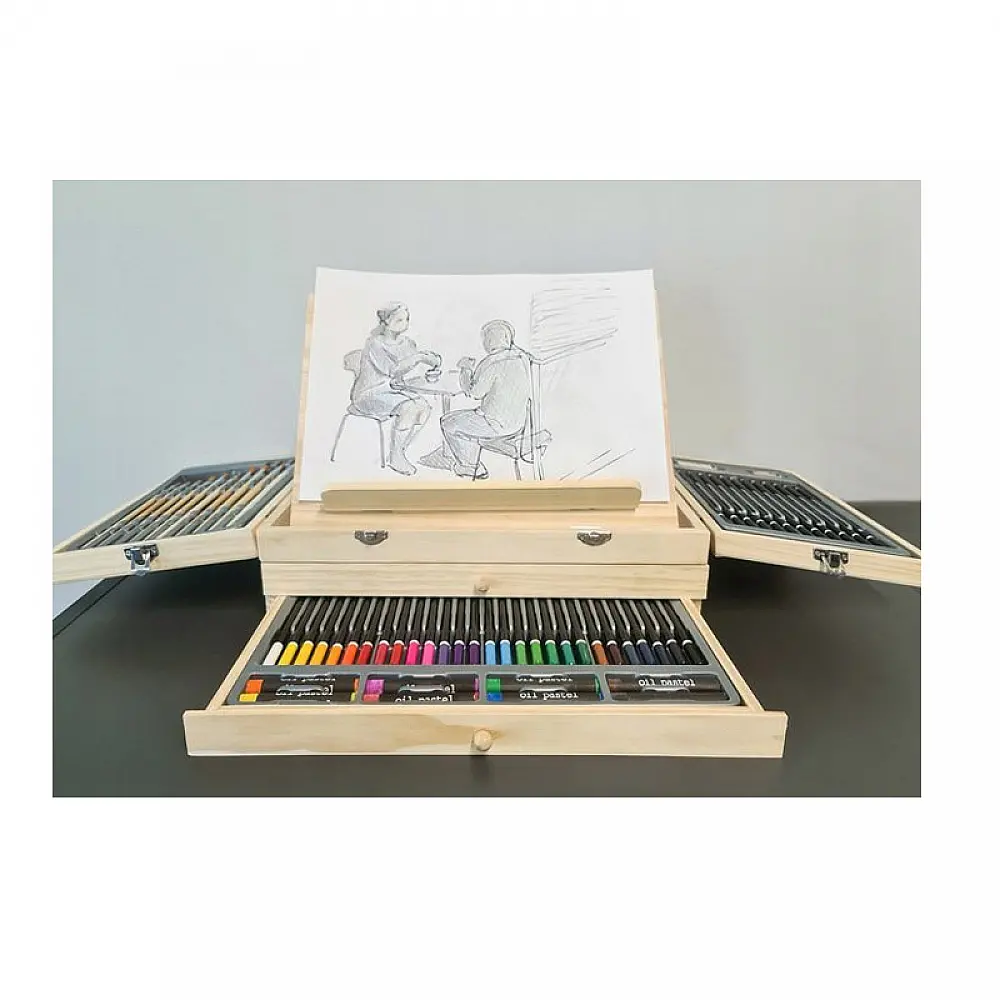Σετ Ζωγραφικής σε Ξύλινο Βαλιτσάκι 35 x 26.5 x 11 cm 83 τμχ Maaleo 19179