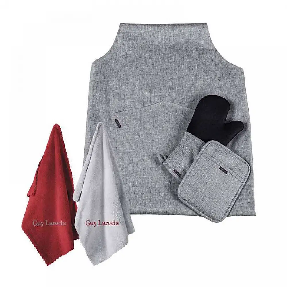 Σετ Κουζίνας με Ποδιά Πιάστρα και Ποτηρόπανα Cook 5 τμχ Silver Guy Laroche 1110008622305