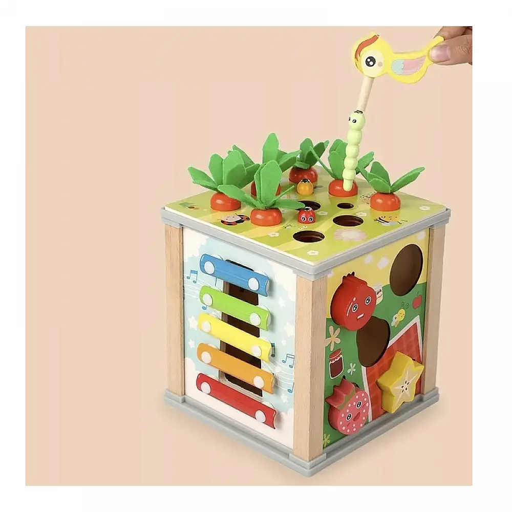 Ξύλινο Παιδικό Εκπαιδευτικό Παιχνίδι Κύβος 5 σε 1 16 x 15.5 x 15.5 cm Kruzzel 22566