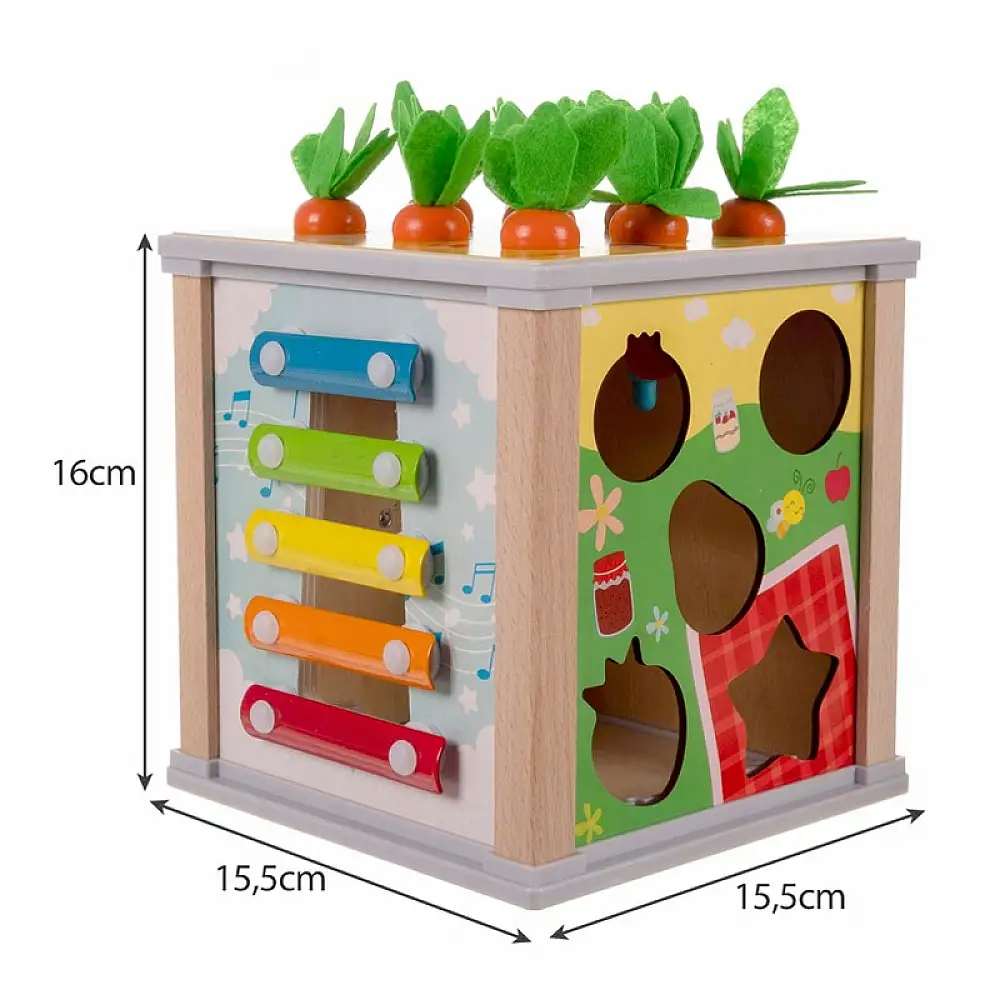 Ξύλινο Παιδικό Εκπαιδευτικό Παιχνίδι Κύβος 5 σε 1 16 x 15.5 x 15.5 cm Kruzzel 22566