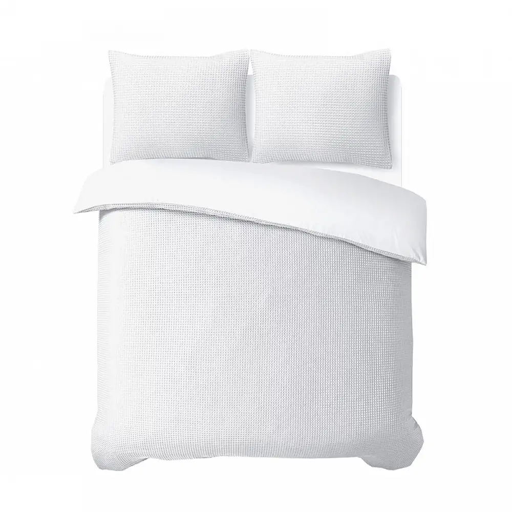 Σετ Υπέρδιπλη Παπλωματοθήκη με Μαξιλαροθήκες 100% Polyester Waffle 240 x 220 cm White Sleeptime 8720578067657