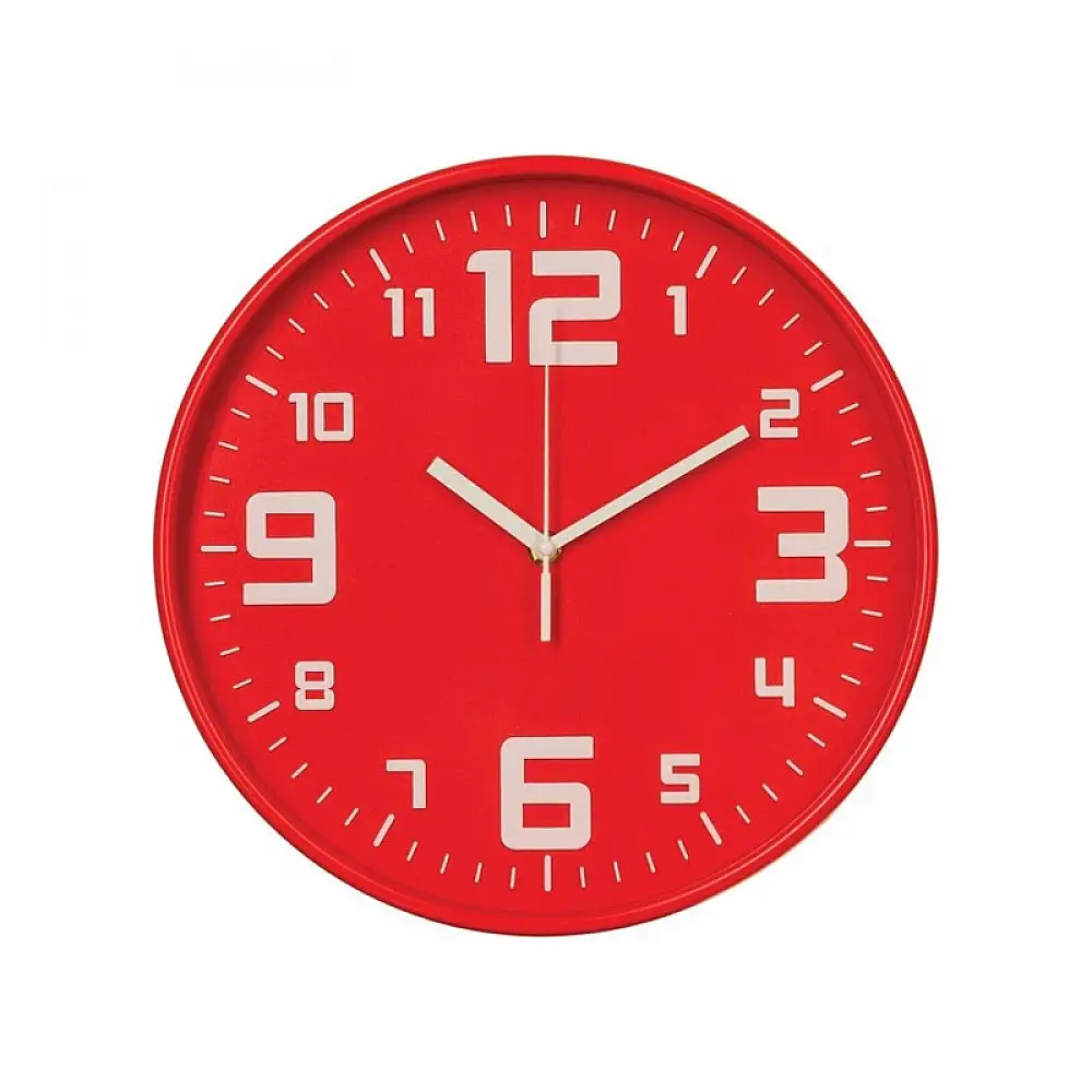 Πλαστικό Ρολόι Τοίχου 30.5 cm Χρώματος Κόκκινο Atmosphera 114555-Red
