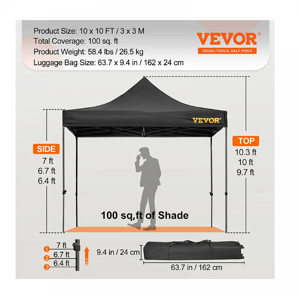 Πτυσσόμενο Κιόσκι Κήπου 3 x 3 m VEVOR 840281545223 Πτυσσόμενο Κιόσκι Κήπου 3 x 3 m VEVOR 840281545223