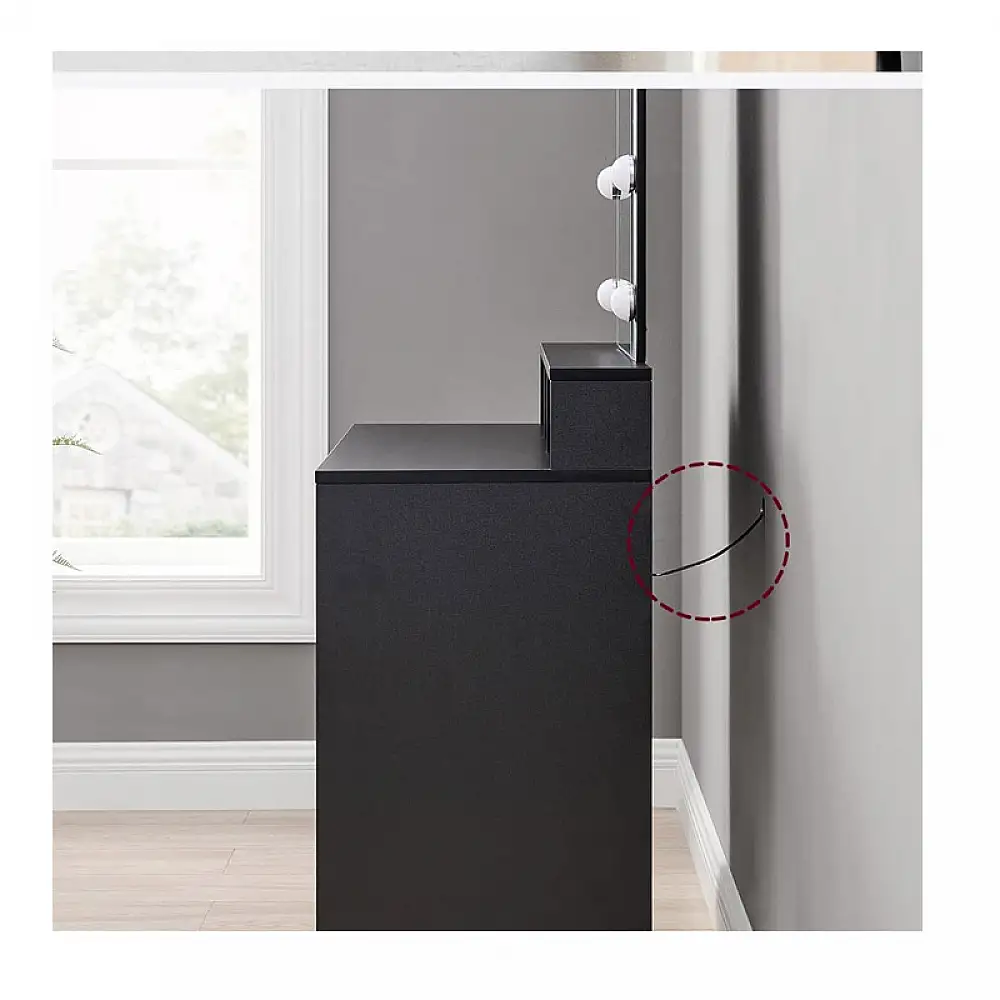 Ξύλινο Μπουντουάρ με Καθρέπτη και Φωτισμό 80 x 40 x 145 cm Χρώματος Μαύρο VASAGLE RDT114T16