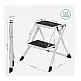 Πτυσσόμενη Σκάλα από Ατσάλι 2 Σκαλιών Χρώματος Λευκό Songmics GSL02WT