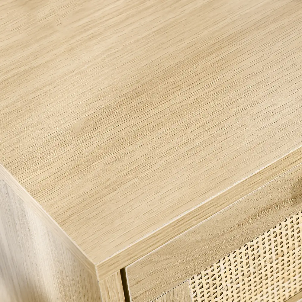 HOMCOM Κομοδίνο για Υπνοδωμάτιο με 2 Συρτάρια σε στυλ Boho, 40x40x56cm, Φυσικό Χρώμα Ξύλου 831-664V00ND