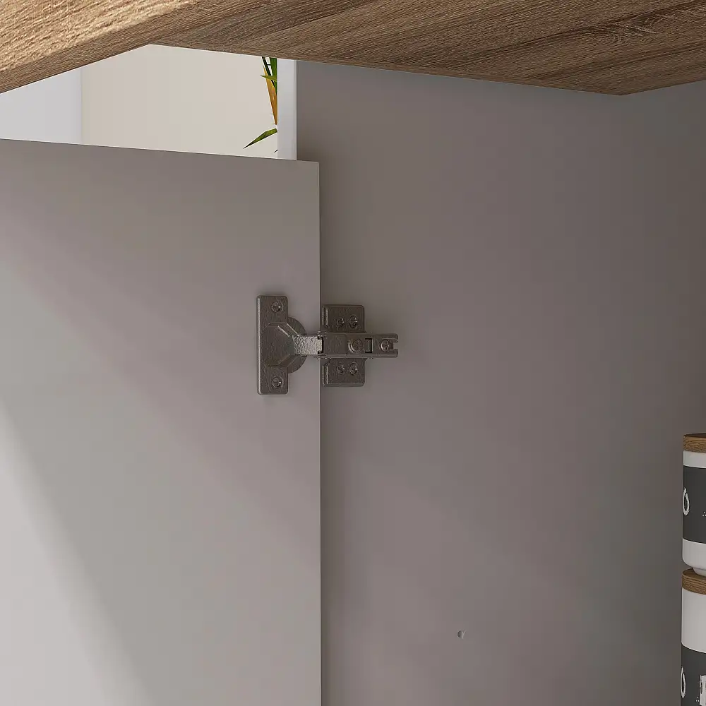 HOMCOM Μοντέρνος φορητός μπουφές με ντουλάπια και συρτάρι, 98x39x180cm, λευκό και ξύλο 83A-065V00WT