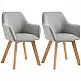 HOMCOM Σετ 2 καρέκλες τραπεζαρίας με επένδυση από βελούδο με μπράτσα και ξύλινα πόδια, γκρι 835-728V00GY