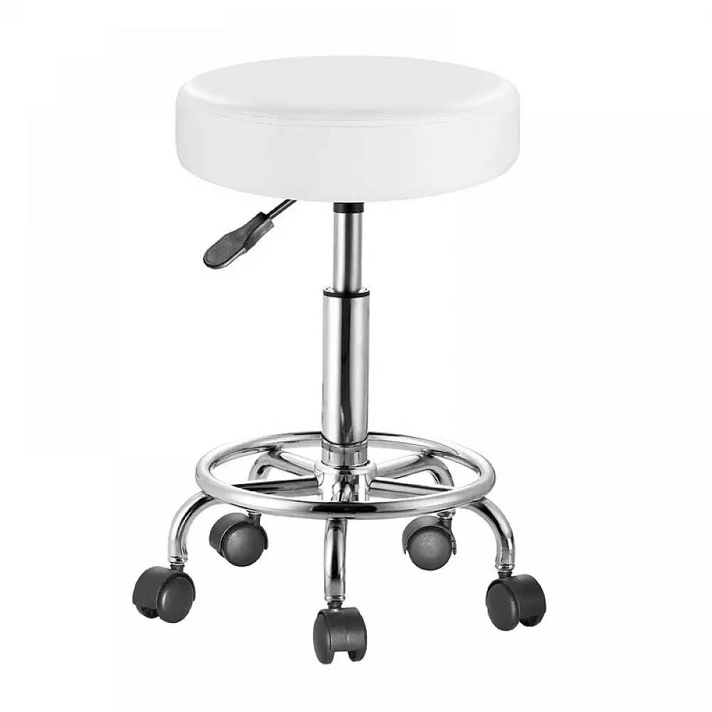 Τροχήλατο Σκαμπό με Ρυθμιζόμενο Ύψος 45 x 37 x 50-65 cm Χρώματος Λευκό Bakaji 02839341