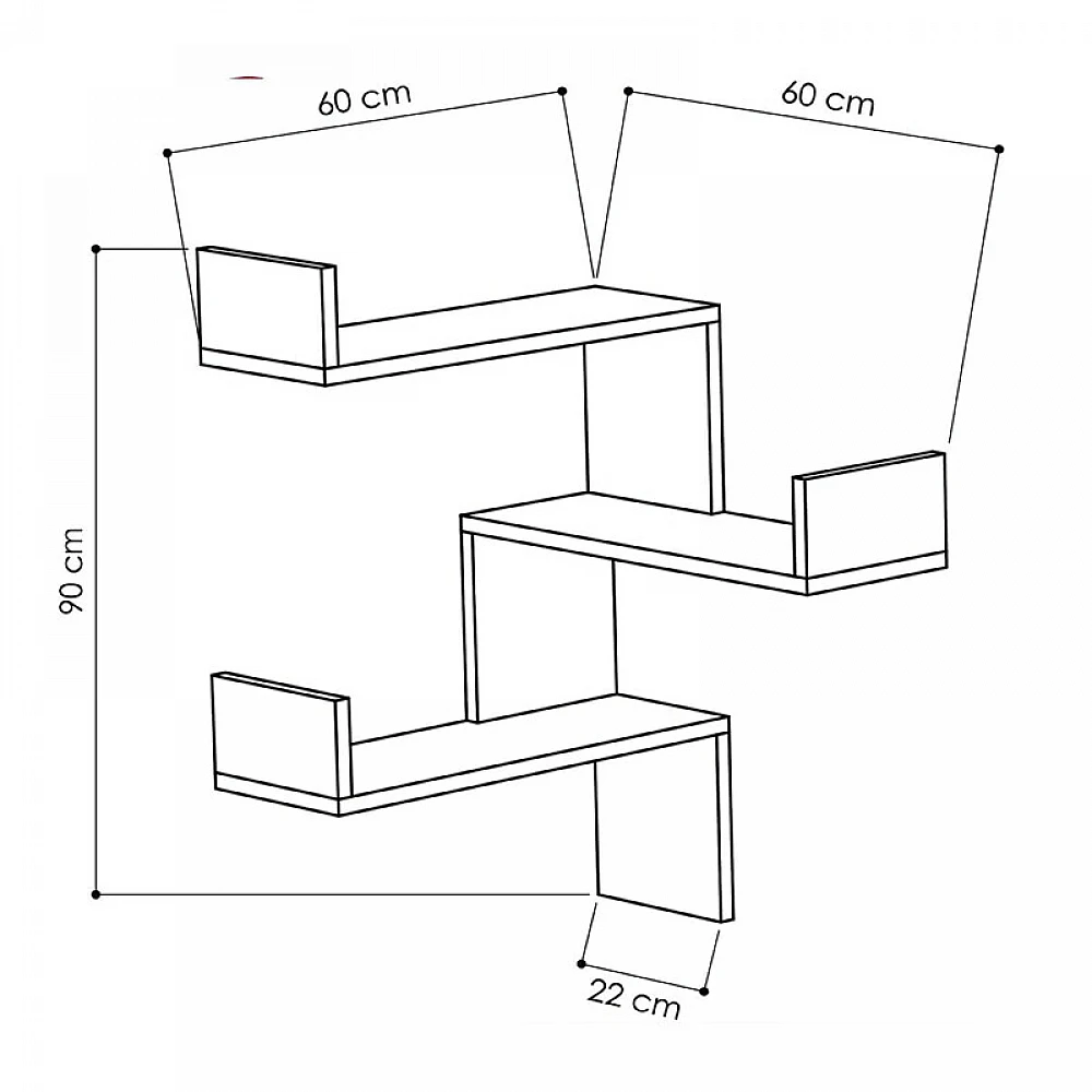 Γωνιακή Ξύλινη Ραφιέρα με 3 Ράφια 60 x 22 x 90 cm Shally Dogan 02815294 Γωνιακή Ξύλινη Ραφιέρα με 3 Ράφια 60 x 22 x 90 cm Shally Dogan 02815294
