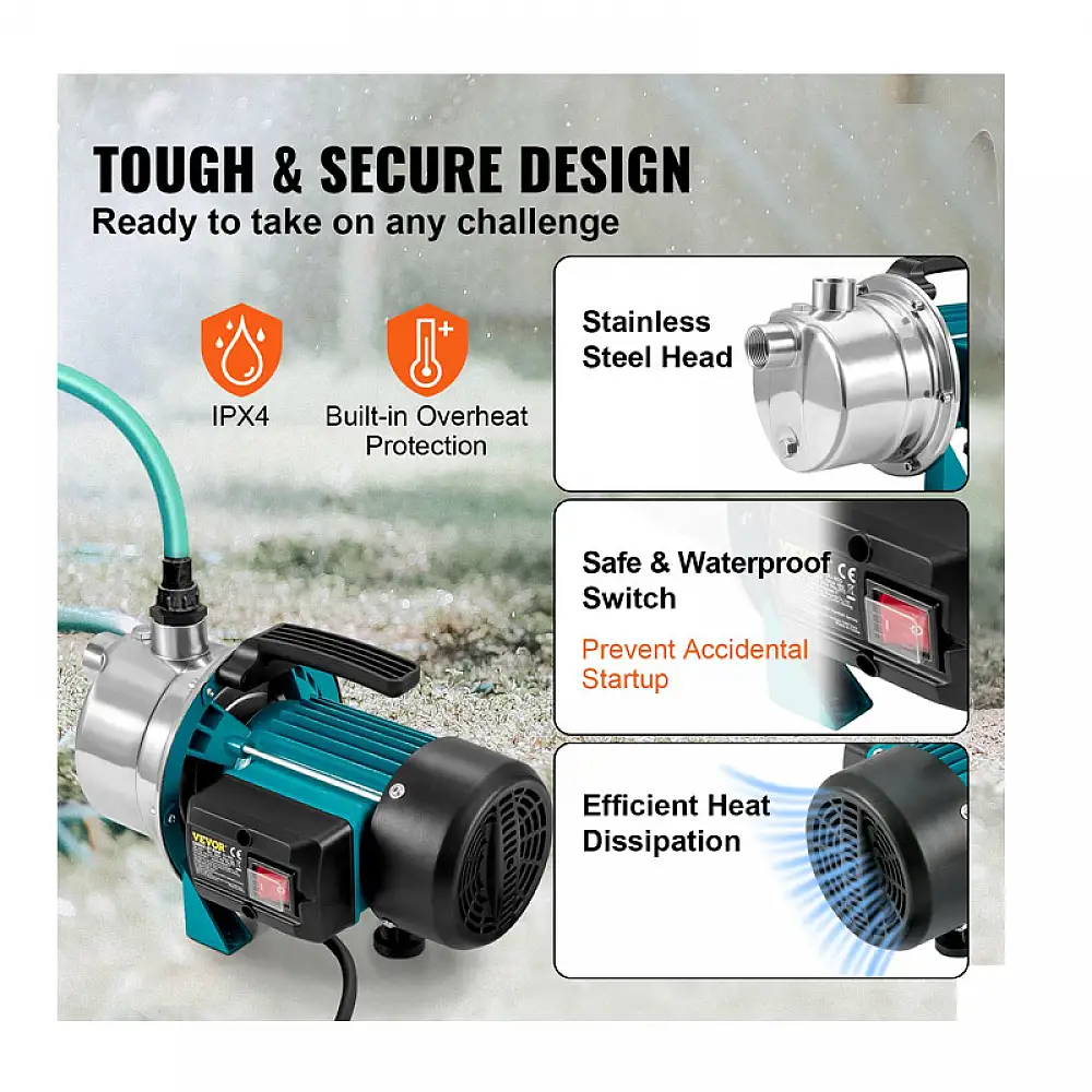 Ηλεκτρική Αντλία Κήπου 800 W VEVOR SDK3700LH220VZV0WV2