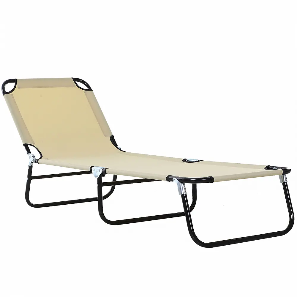 Outsunny Garden Lounger με ρυθμιζόμενη πλάτη σε 5 θέσεις, από ατσάλι και ύφασμα Oxford, 188x56x28 cm, Μπεζ 84B-442CW