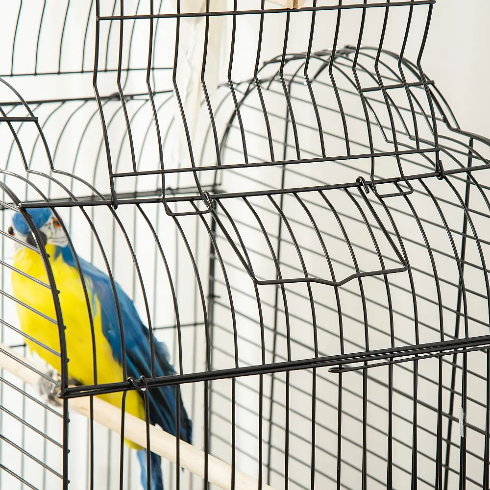 PawHut Bird Cage με 3 κούρνιες, 2 μπολ και 2 πλαϊνές πόρτες, σε ατσάλι, PP και ξύλο, 46x36x130 cm, Μαύρο D10-077 PawHut Bird Cage με 3 κούρνιες, 2 μπολ και 2 πλαϊνές πόρτες, σε ατσάλι, PP και ξύλο, 46x36x130 cm, Μαύρο D10-077