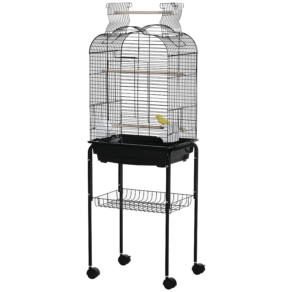 PawHut Bird Cage με 3 κούρνιες, 2 μπολ και 2 πλαϊνές πόρτες, σε ατσάλι, PP και ξύλο, 46x36x130 cm, Μαύρο D10-077 PawHut Bird Cage με 3 κούρνιες, 2 μπολ και 2 πλαϊνές πόρτες, σε ατσάλι, PP και ξύλο, 46x36x130 cm, Μαύρο D10-077