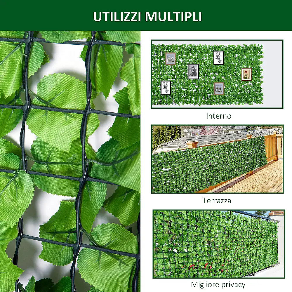 Outsunny Roll of Artificial Hedge για Μπαλκόνι και Κήπο σε πράσινο PE 300x150cm 844-203