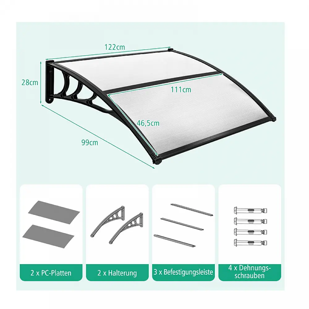 Πλαστικό Κιόσκι - Τέντα Πόρτας Εισόδου 122 x 99 x 28 cm Costway NP11229GR Πλαστικό Κιόσκι - Τέντα Πόρτας Εισόδου 122 x 99 x 28 cm Costway NP11229GR