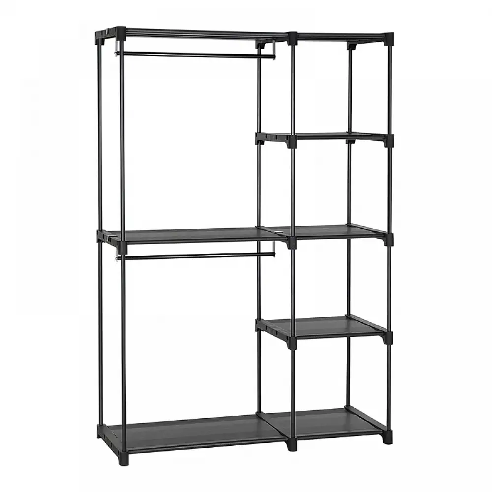 Μεταλλική Ανοιχτή Ντουλάπα με 6 Ράφια και 2 Ράγες 112 x 43 x 165 cm Χρώματος Μαύρο Songmics RYG24BK