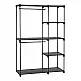Μεταλλική Ανοιχτή Ντουλάπα με 6 Ράφια και 2 Ράγες 112 x 43 x 165 cm Χρώματος Μαύρο Songmics RYG24BK