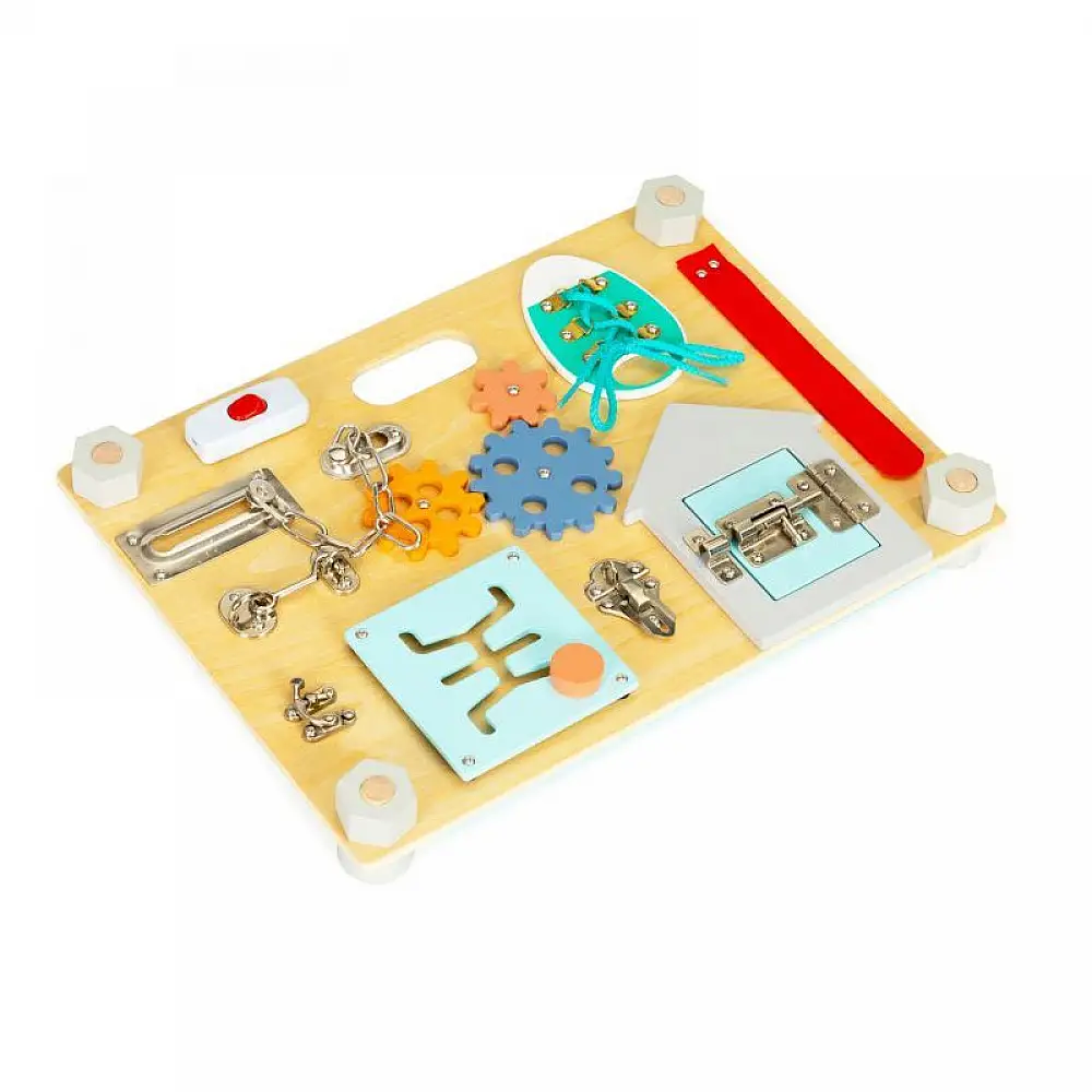 Ξύλινος Εκπαιδευτικός Πίνακας Διπλής Όψεως Sensory Manipulation Board 38 x 27.5 cm Ecotoys TL813007