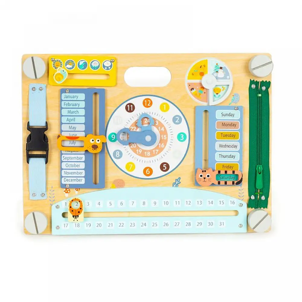 Ξύλινος Εκπαιδευτικός Πίνακας Διπλής Όψεως Sensory Manipulation Board 38 x 27.5 cm Ecotoys TL813007