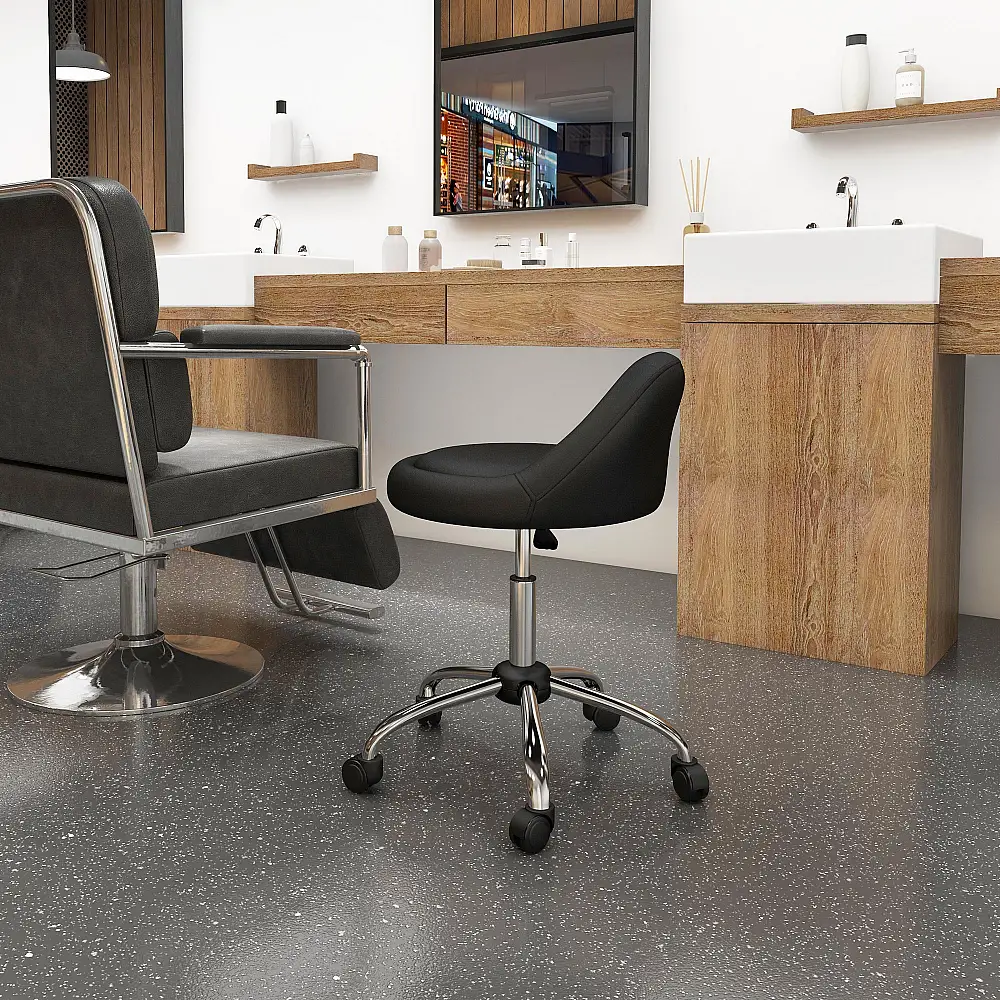 Σκαμπό HOMCOM με ρόδες, περιστρεφόμενο κάθισμα, ρυθμιζόμενο ύψος και κάλυμμα από συνθετικό δέρμα PU, μαύρο 503-026V00BK