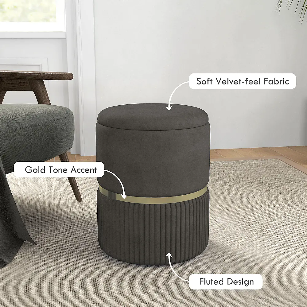 HOMCOM Storage Pouf 120 kg max για Σαλόνι, Είσοδο και Υπνοδωμάτιο, σε πολυεστέρα, 36x36x44 cm, Γκρι 838-439V00GY HOMCOM Storage Pouf 120 kg max για Σαλόνι, Είσοδο και Υπνοδωμάτιο, σε πολυεστέρα, 36x36x44 cm, Γκρι 838-439V00GY