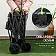 Τρόλεϊ κήπου Outsunny 110L με τηλεσκοπική λαβή και κουβούκλιο από ατσάλι και ύφασμα Oxford, μαύρο 84H-125V00BK