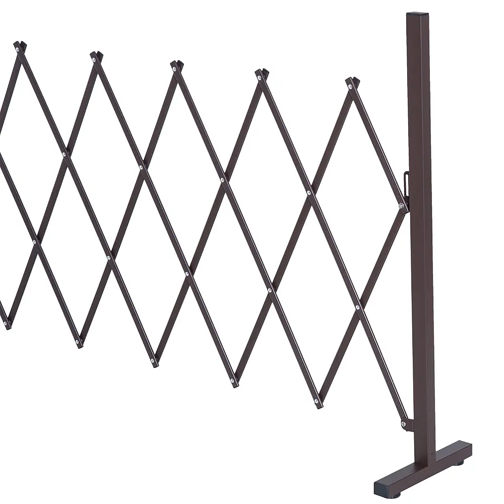 Outsunny Scissor Gate Fence Extendable Scissor Barrier 35-300cm Κήπος Αλουμίνιο καφέ H103,5cm 844-138