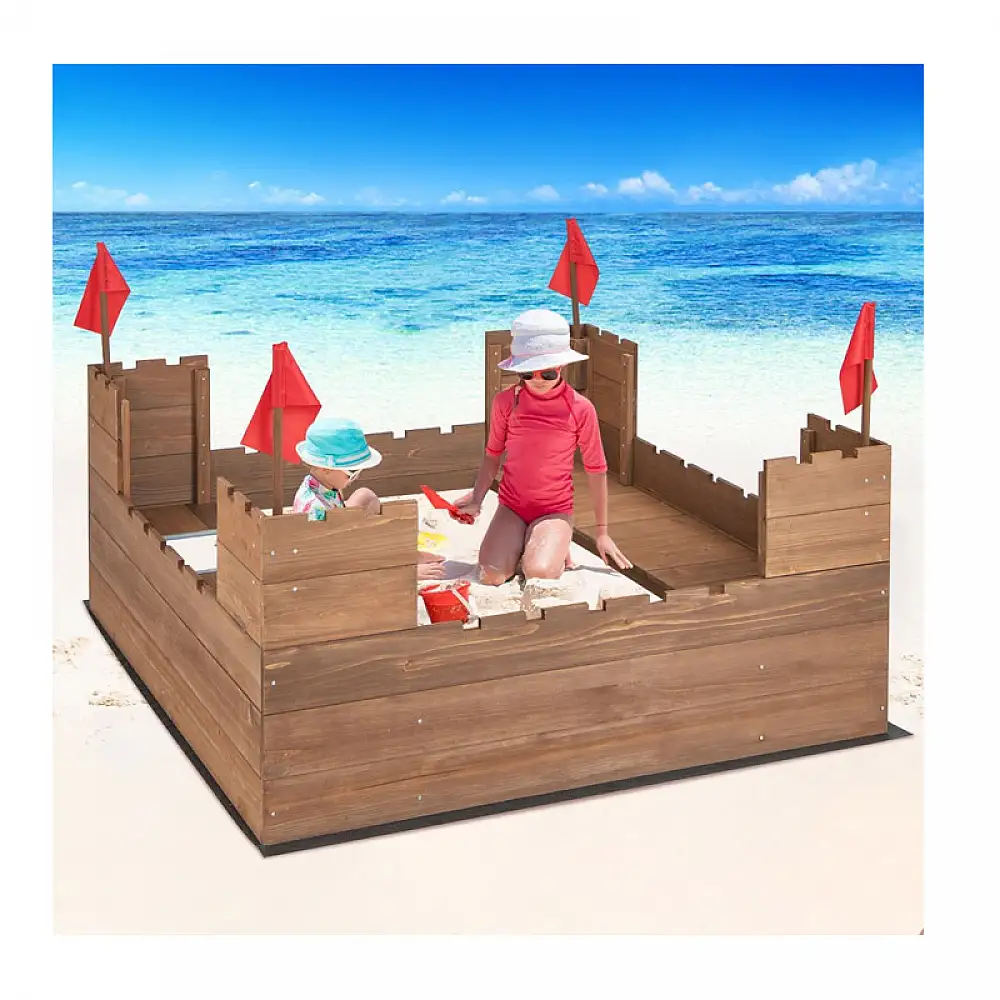 Ξύλινη Αμμοδόχος Φρούριο 113 x 116 x 75 cm Costway TP10111