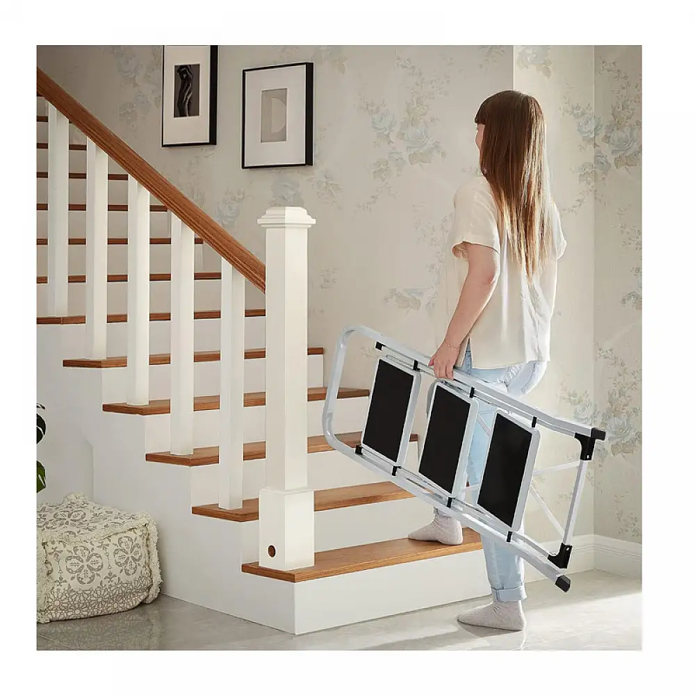 Πτυσσόμενη Σκάλα από Ατσάλι 3 Σκαλιών Songmics GSL03WT