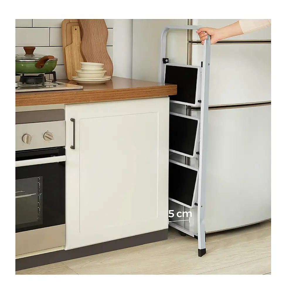 Πτυσσόμενη Σκάλα από Ατσάλι 3 Σκαλιών Songmics GSL03WT