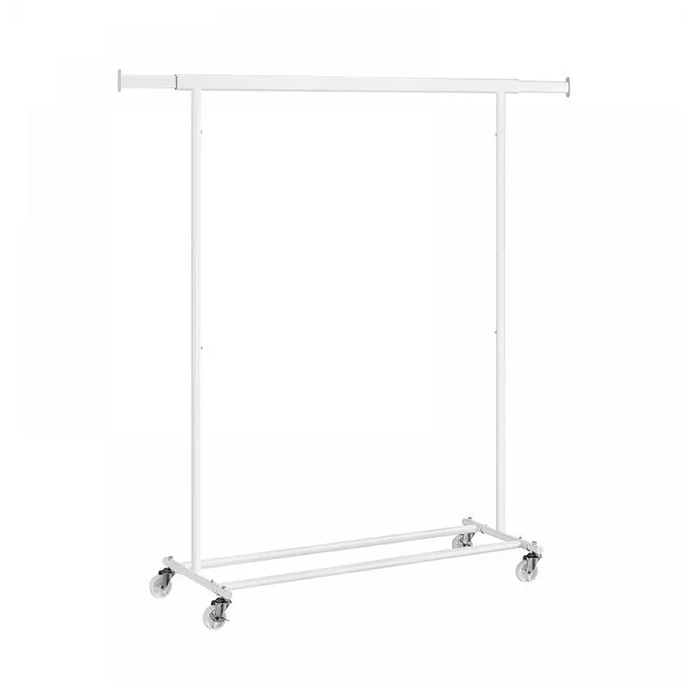 Μεταλλική Κρεμάστρα Ρούχων Δαπέδου Βαρέως Τύπου 92 / 132 x 45.4 x 160 cm με Ρόδες Χρώματος Λευκό Songmics HSR013W01
